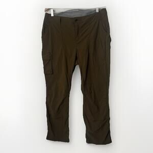 Duluth Trading Cargo Pants Brown Green Nylon Stretch Dry Fly Hiking Outdoor GORP
